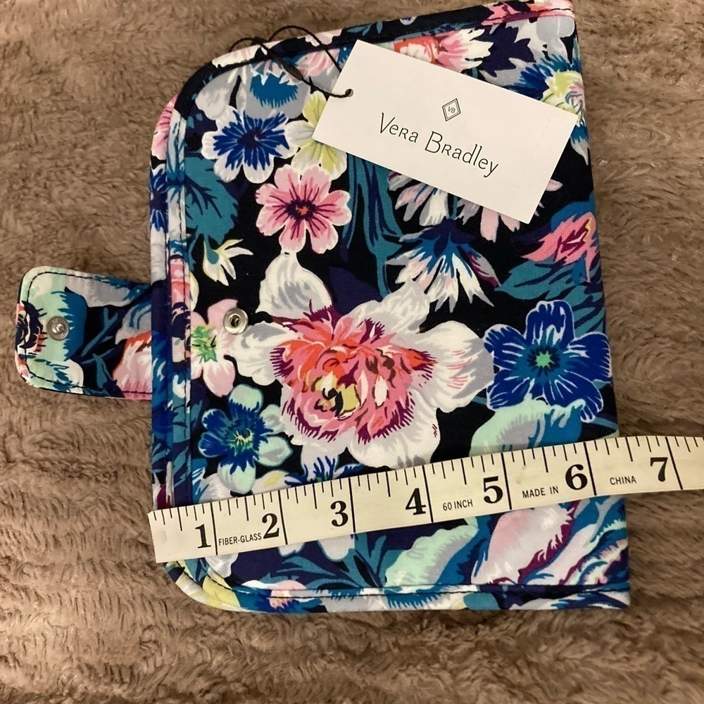 Vera Bradley Blue And Pink Floral ZipIn Brush Case Signature Cotton Garden Grove - Picture 12 of 13
